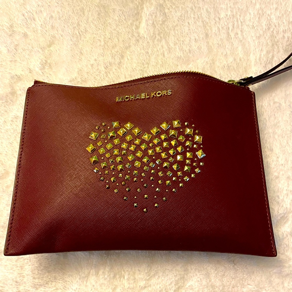 Michael Kors Burgandy Clutch Wristlet.